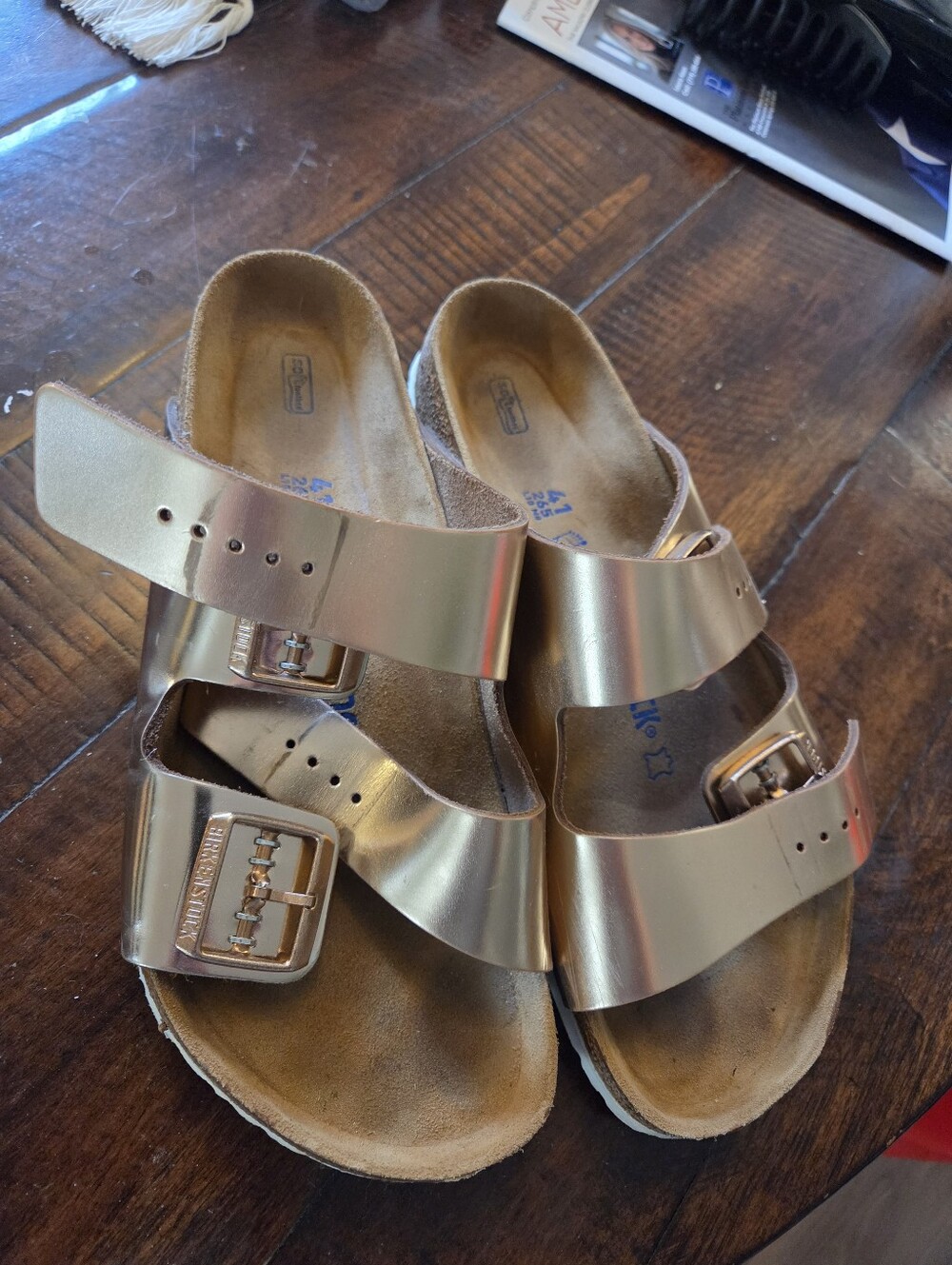 Rose Gold Birkenstock Arizona Sandals 41